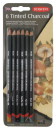 DERWENT TINTED CHARCOAL 6 BLISTER PENCILS 2301689